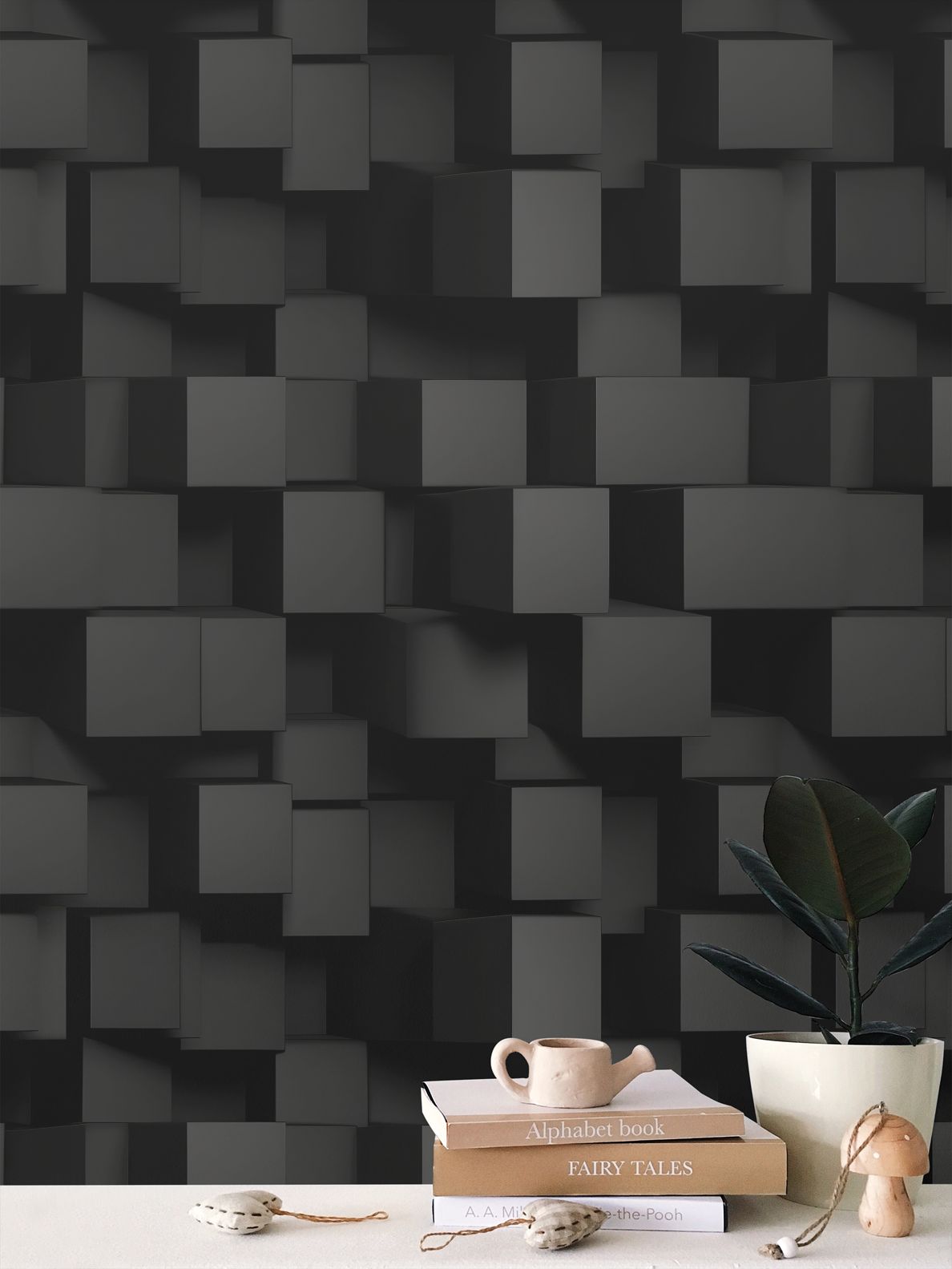 Enigmatic Cubescape v1 Minimalist Wallpaper | Sefira Home Colllection