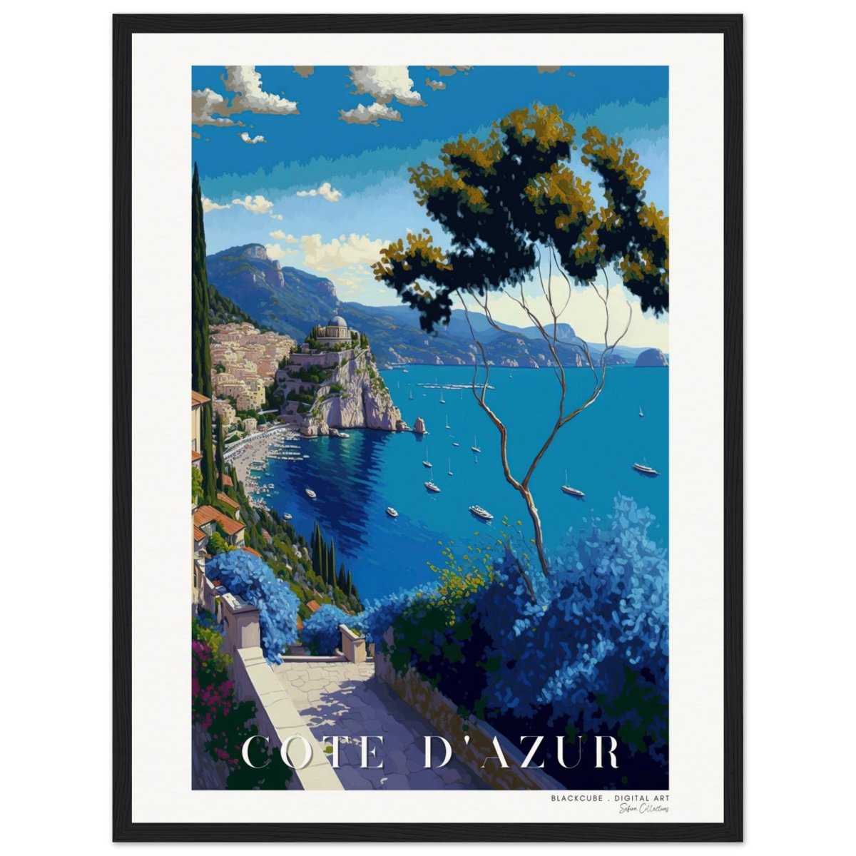 Côte d'Azur, Museum-Quality Matte Paper Wooden Framed Poster | Sefira Art Gallery - Print Material - Sefira Collections