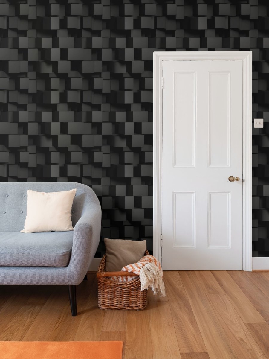 Enigmatic Cubescape v1 Minimalist Wallpaper | Sefira Home Colllection - Repeat Pattern Wallpaper - Sefira Collections