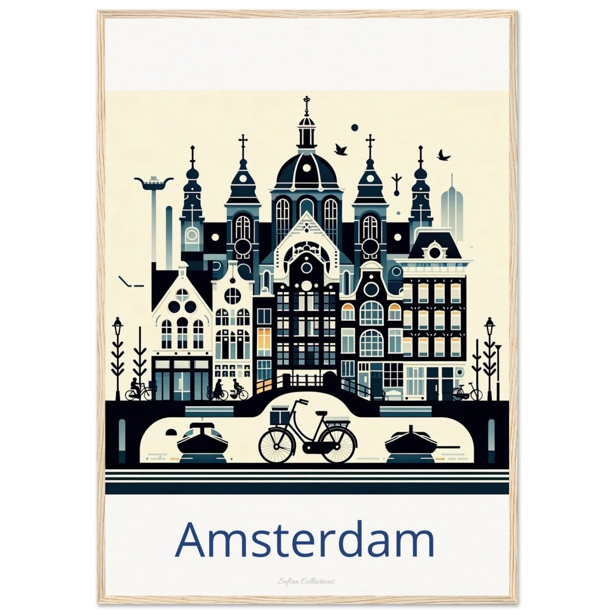 Sefira Amsterdam Art Travel Museum-Quality Matte Paper Wooden Framed Poster | Sefira Art Gallery - Print Material - Sefira Collections