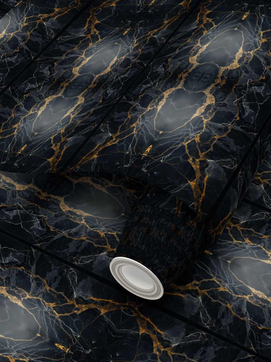 Sefira Black Marble Wallpaper (v1) | Sefira Home Collection - Repeat Pattern Wallpaper - Sefira Collections